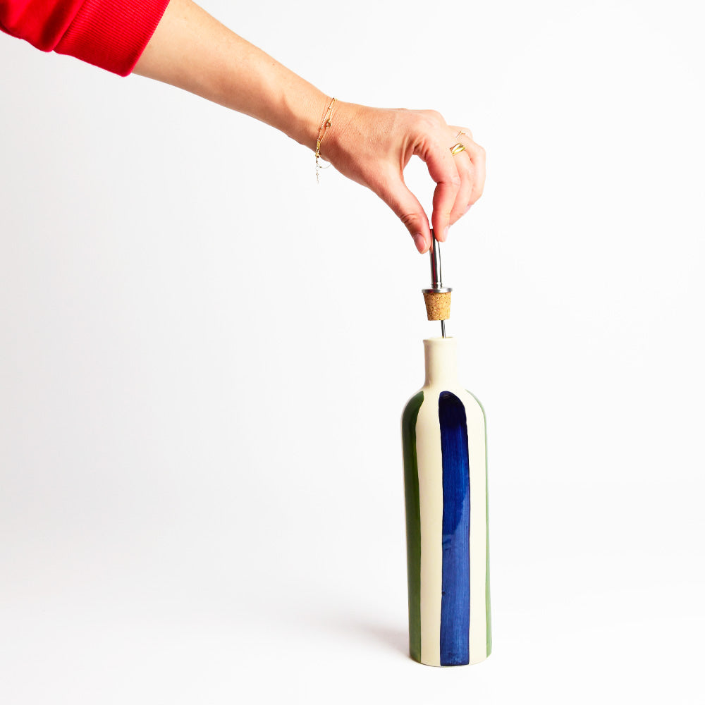 Bouteille D'Huile - Bleu & Vert Linhas