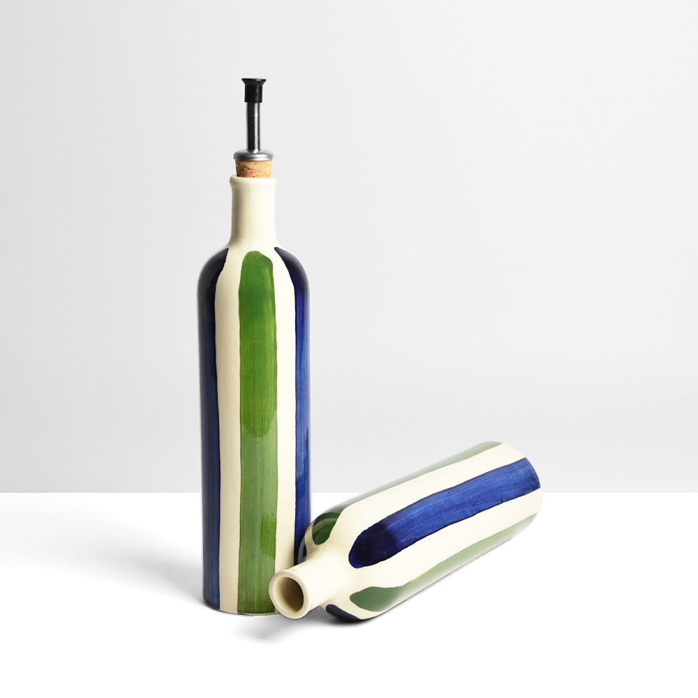 Bouteille D'Huile - Bleu & Vert Linhas
