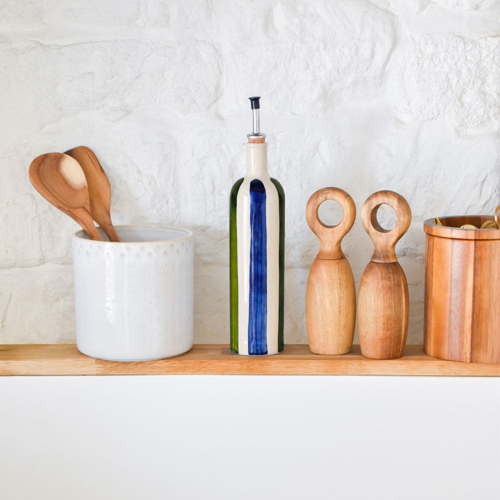 Bouteille D'Huile - Bleu & Vert Linhas