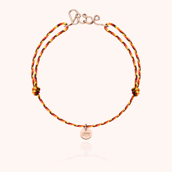 Pulsera personalizada de cordón con nudo delgado en oro rosa laminado, hecha a mano en París