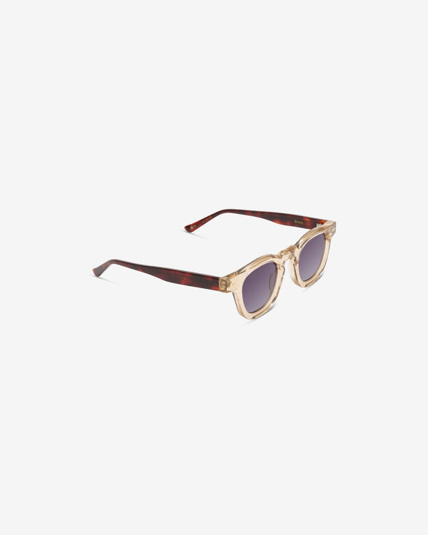 Gafas de sol Bruce Champagne: montura pantos de acetato, vista de tres cuartos
