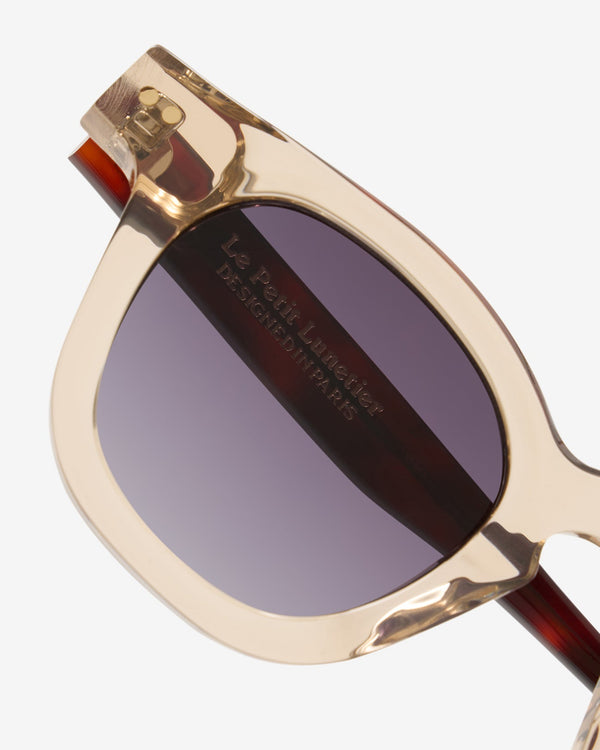 Bruce Champagne sunglasses — acetate-metal butterfly frame, three-quarter view