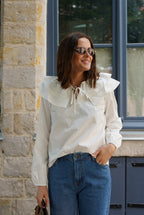 Joséphine Large Collar Blouse White