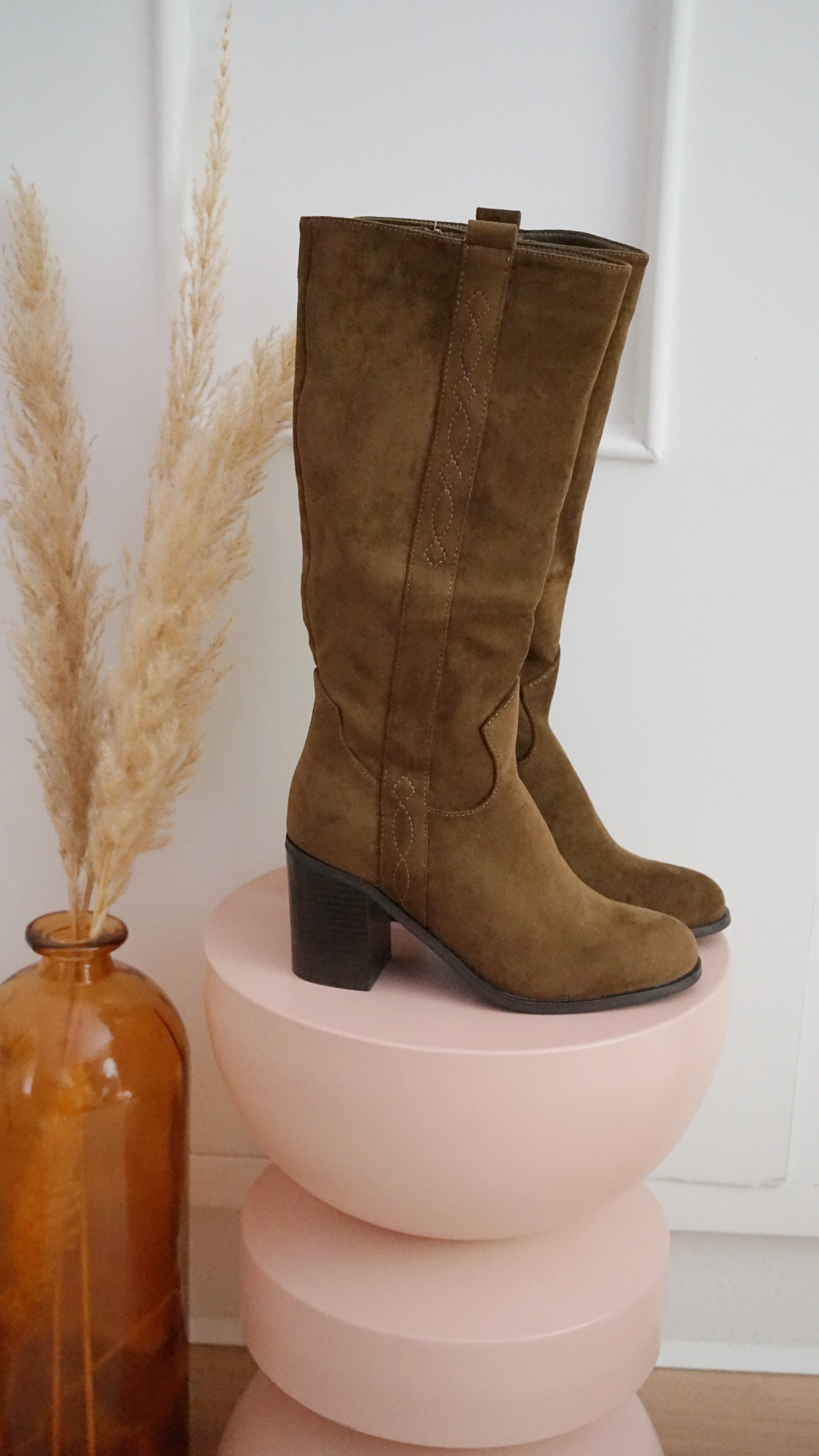 Bottes En Suédine Camille Marron Clair