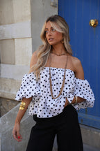 Blouse À Pois Sola - Blanc/Noir
