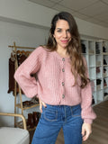 Cárdigan rosa jaspeado Honorine
