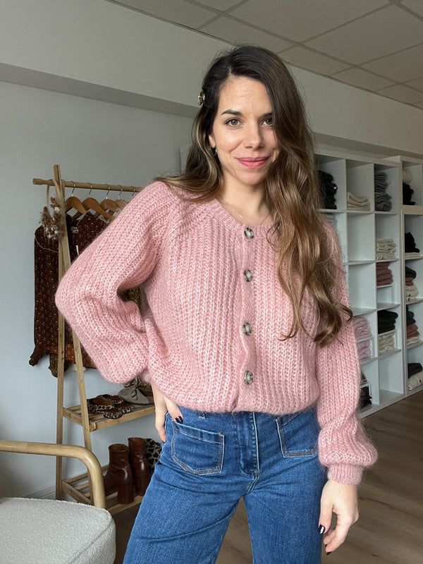 Honorine Heather Pink Cardigan