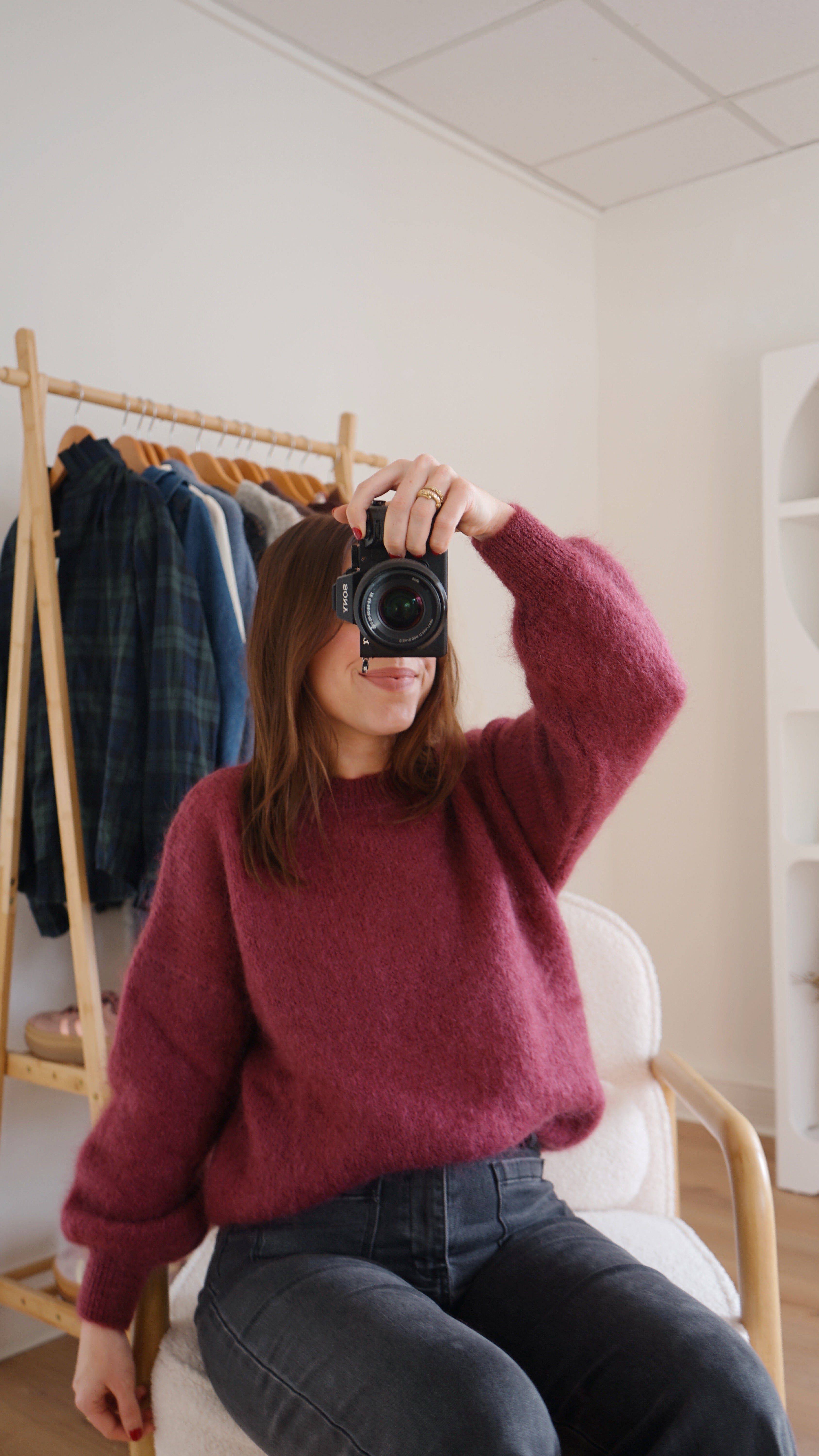 Gaia Burgundy Mohair And Wool Knit