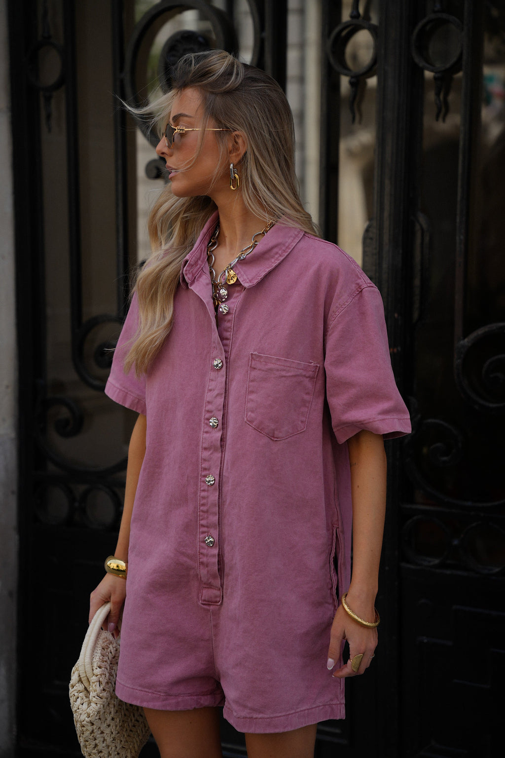 Combishort En Jean Suzon - Vieux Rose