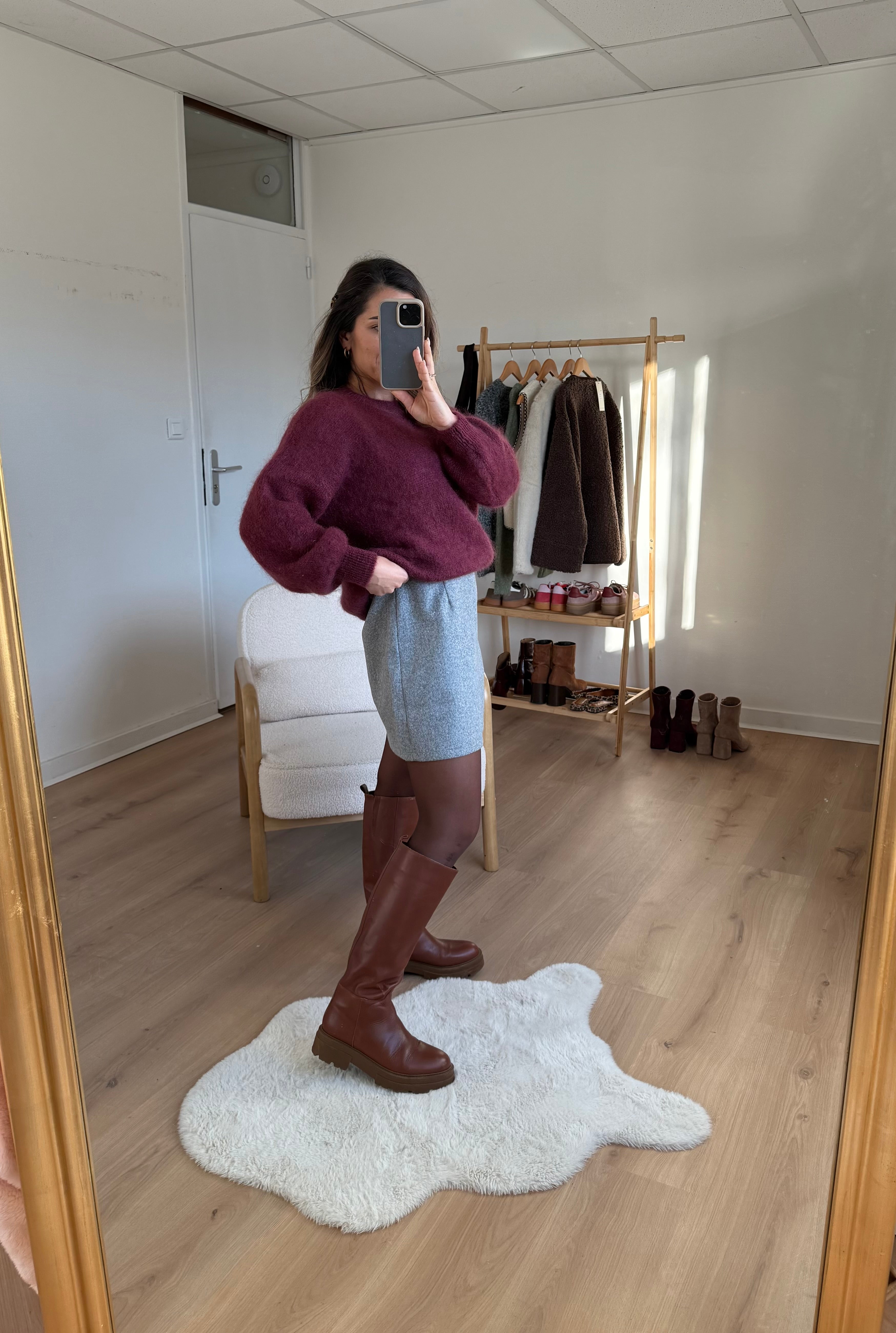 Jupe Effet Laine Lou Grise