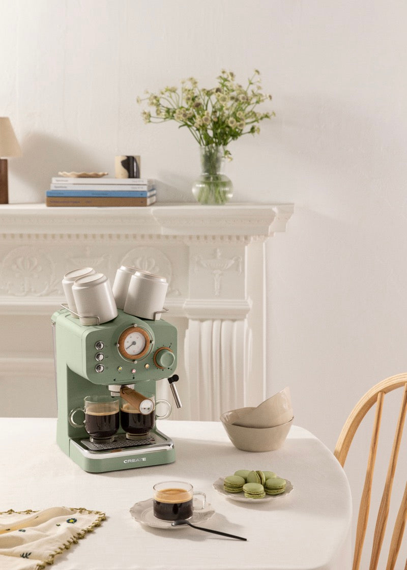 Thera Retro Matt - Machine À Espresso Avec Finition Mate - Vert Sauge