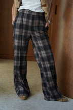 Pantalon Sacha Carreaux Noir/Marron