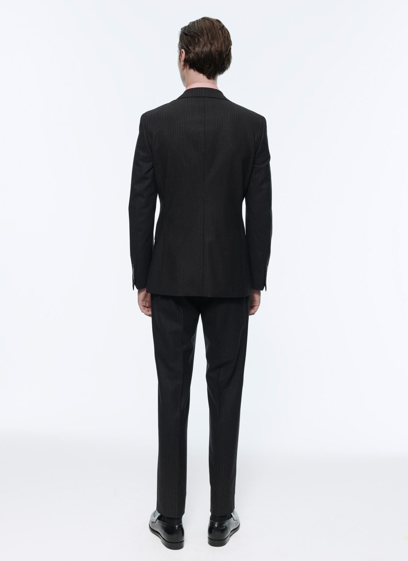 Fursac - Traje 2 piezas franela de lana a rayas - Antracita - Hombre