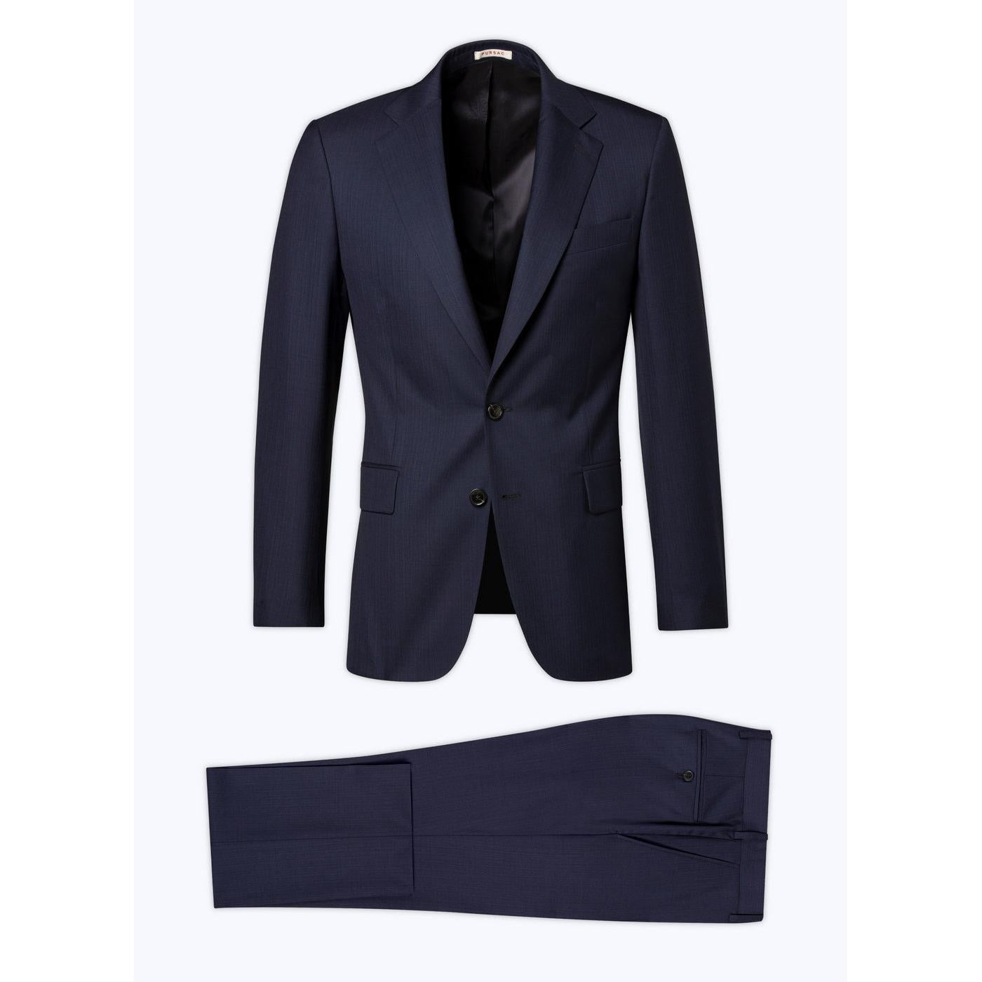 Fursac - Costume Ajusté En Laine Et Soie - Bleu