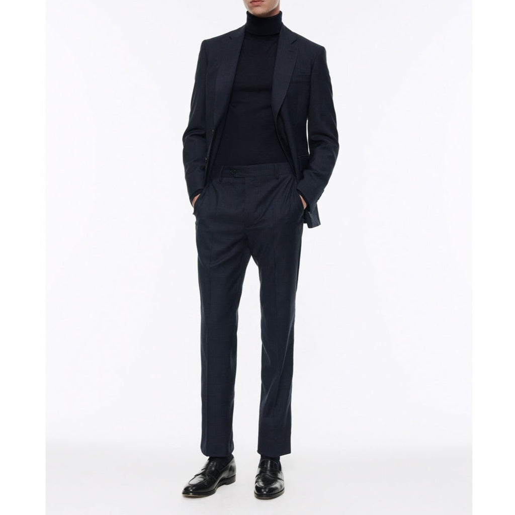 Fursac - Traje 2 piezas de lana con estampado Príncipe de Gales - Azul marino - Hombre