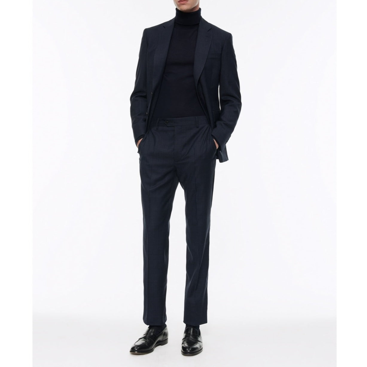 Fursac - Traje 2 piezas de lana con estampado Príncipe de Gales - Azul marino - Hombre