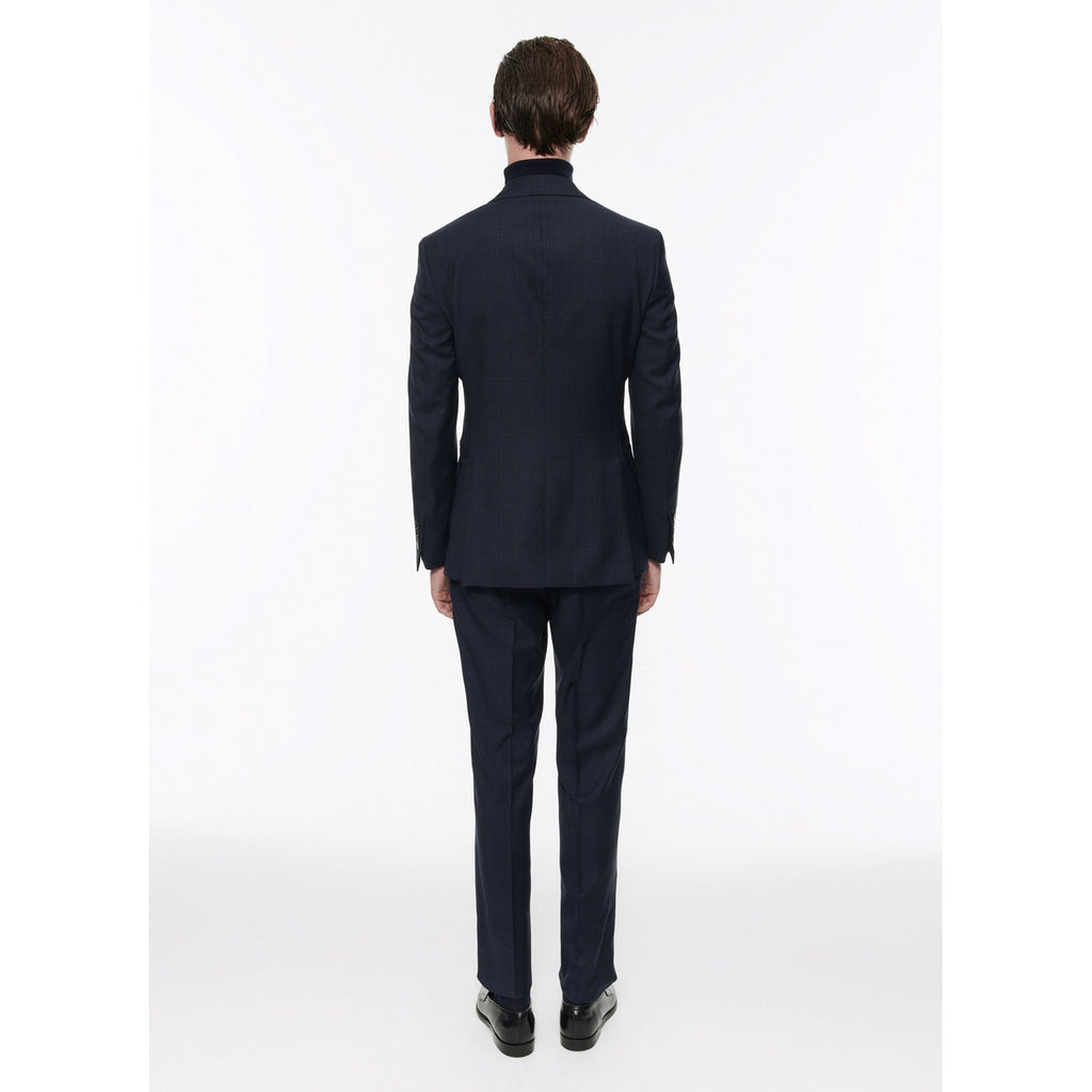 Fursac - Traje 2 piezas de lana con estampado Príncipe de Gales - Azul marino - Hombre