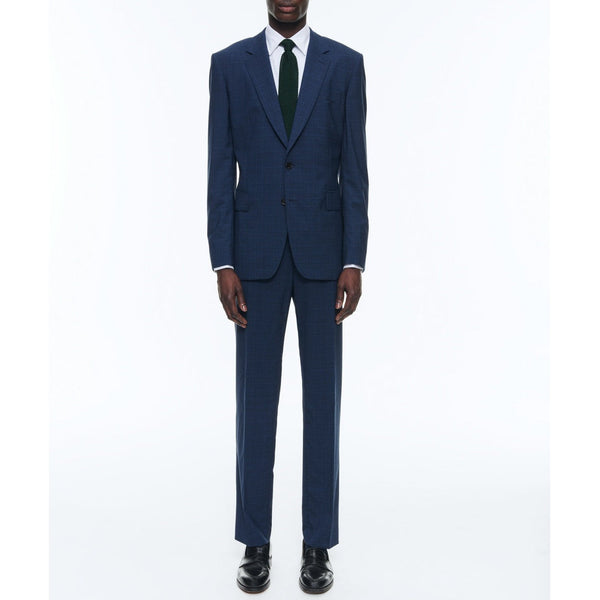 Fursac - Costume En Toile De Laine Prince De Galles - Bleu