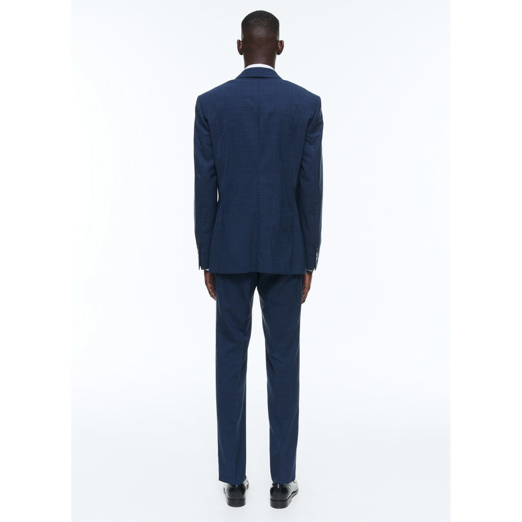 Fursac - Costume En Toile De Laine Prince De Galles - Bleu