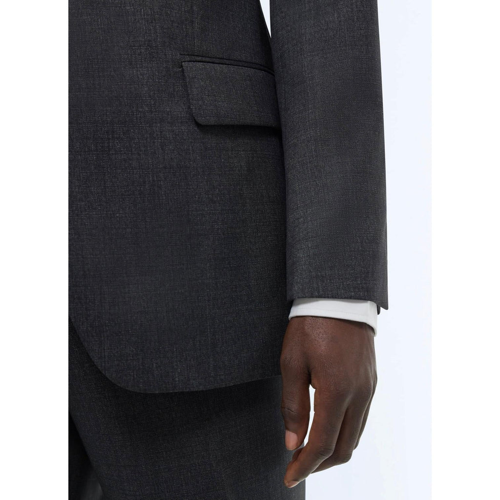 Fursac - Costume 2 Pièces Ajusté En Laine Fil À Fil - Anthracite - Homme