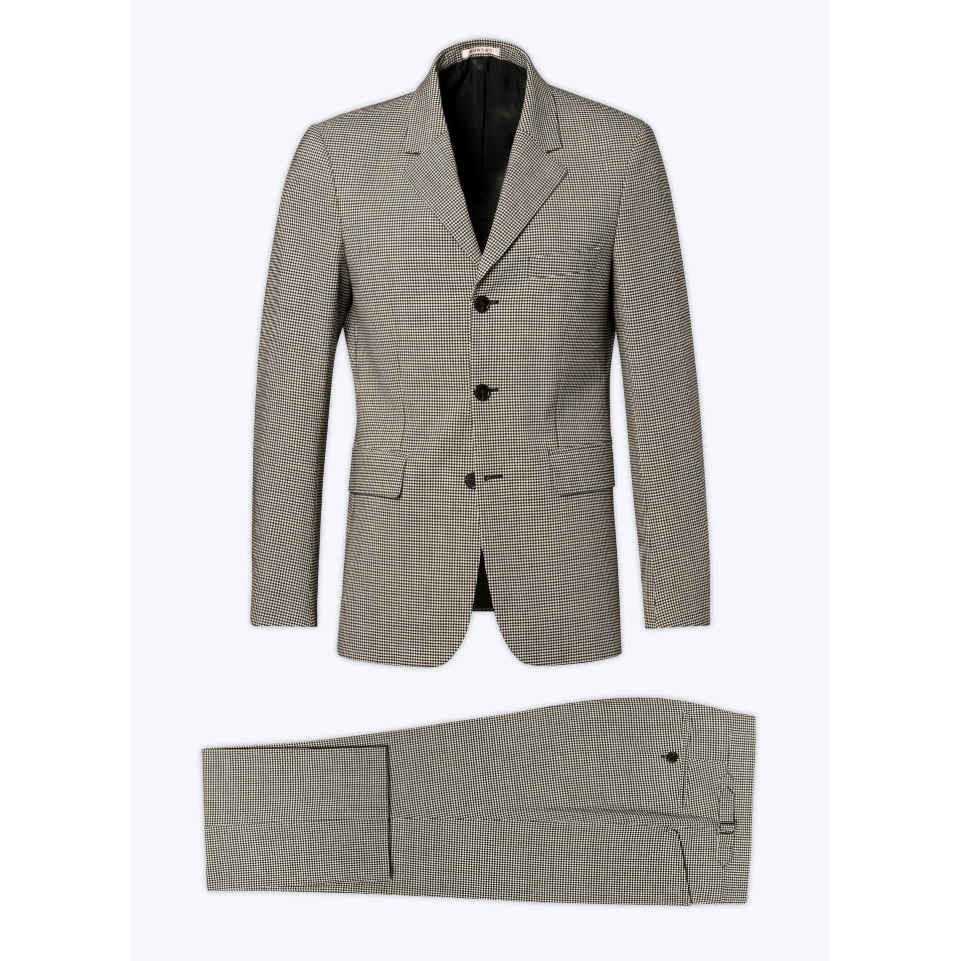 Fursac - Costume Ajusté À 3 Boutons - Gris - Carreaux Vichy