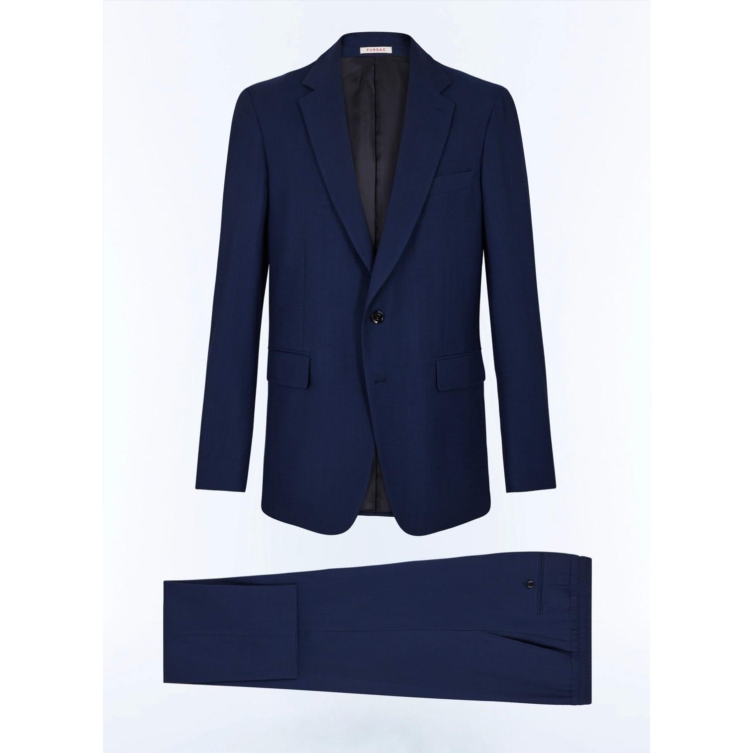 2-Piece Straight Wool Basketweave Suit - Carbon - Men