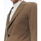 Fursac - Costume Droit En Laine Et Coton - Tabac - Motif Chevrons Fondu