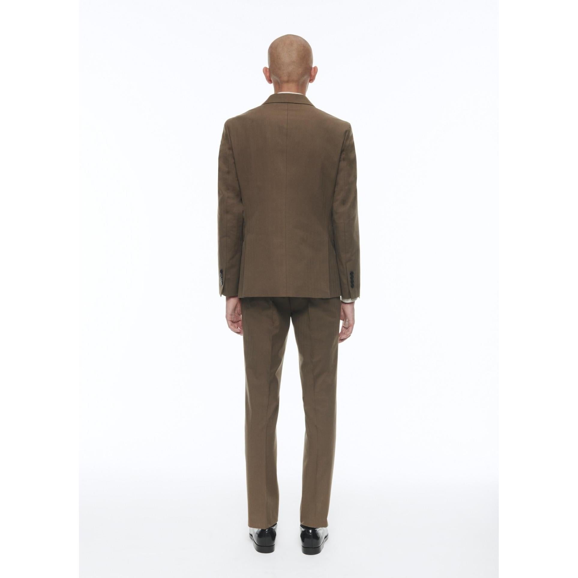 Fursac - Costume Droit En Laine Et Coton - Tabac - Motif Chevrons Fondu