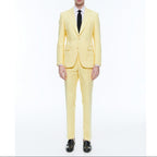 Fursac - Costume Ajusté En Toile De Coton - Jaune Pâle