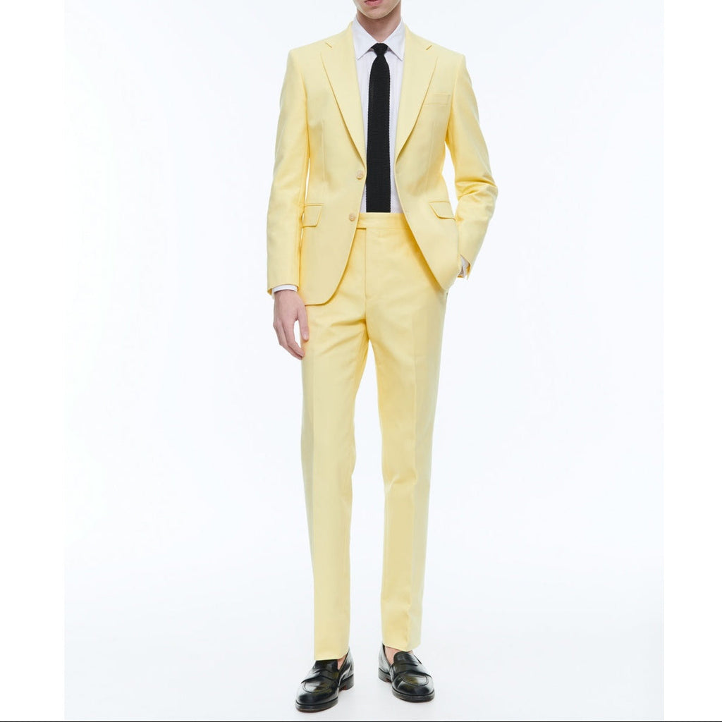 Fursac - Costume Ajusté En Toile De Coton - Jaune Pâle