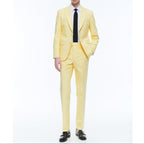Fursac - Costume Ajusté En Toile De Coton - Jaune Pâle