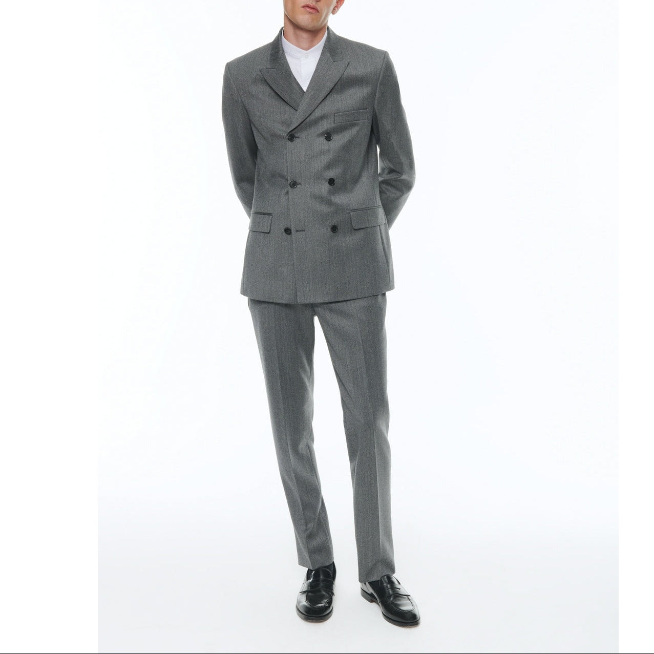 Fursac - Costume Croisé Ajusté En Laine Vierge - Gris
