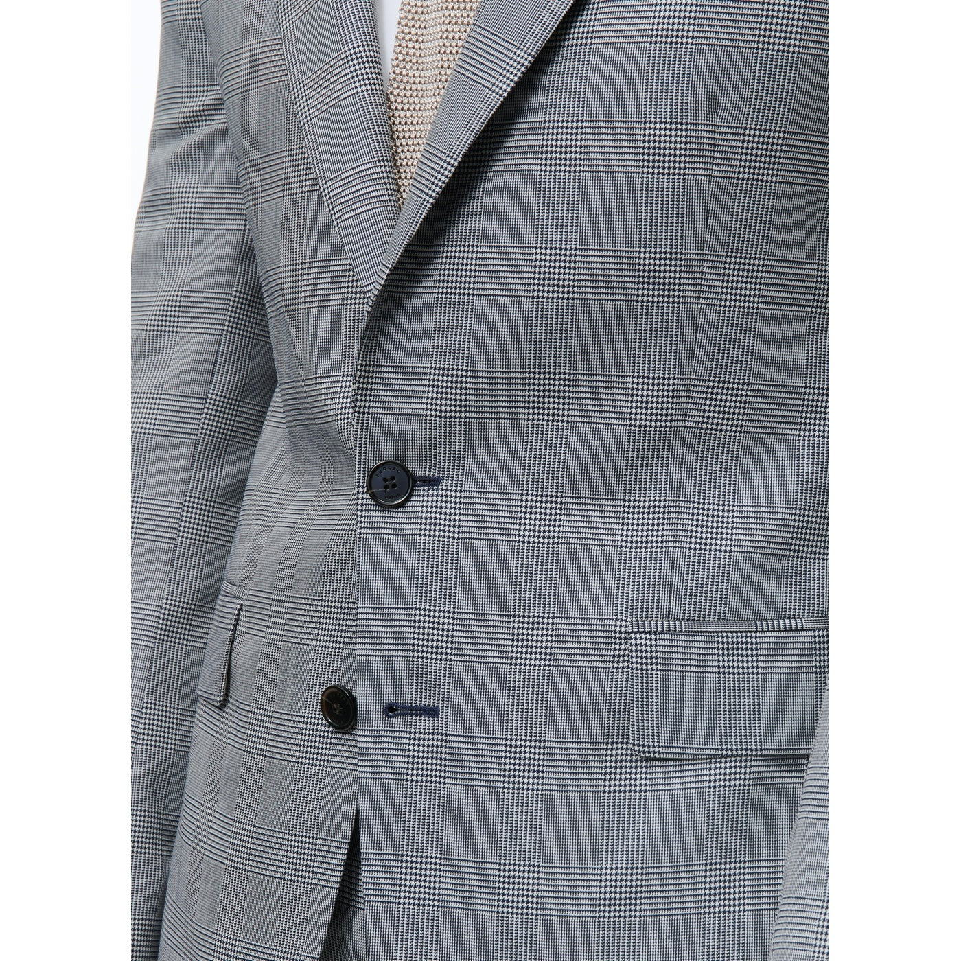 Fursac - Costume En Laine Et Coton À Motif - Gris Bleu - Motif Prince De Galles