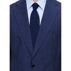 Traje recto de lino y lana - Azul Medio
