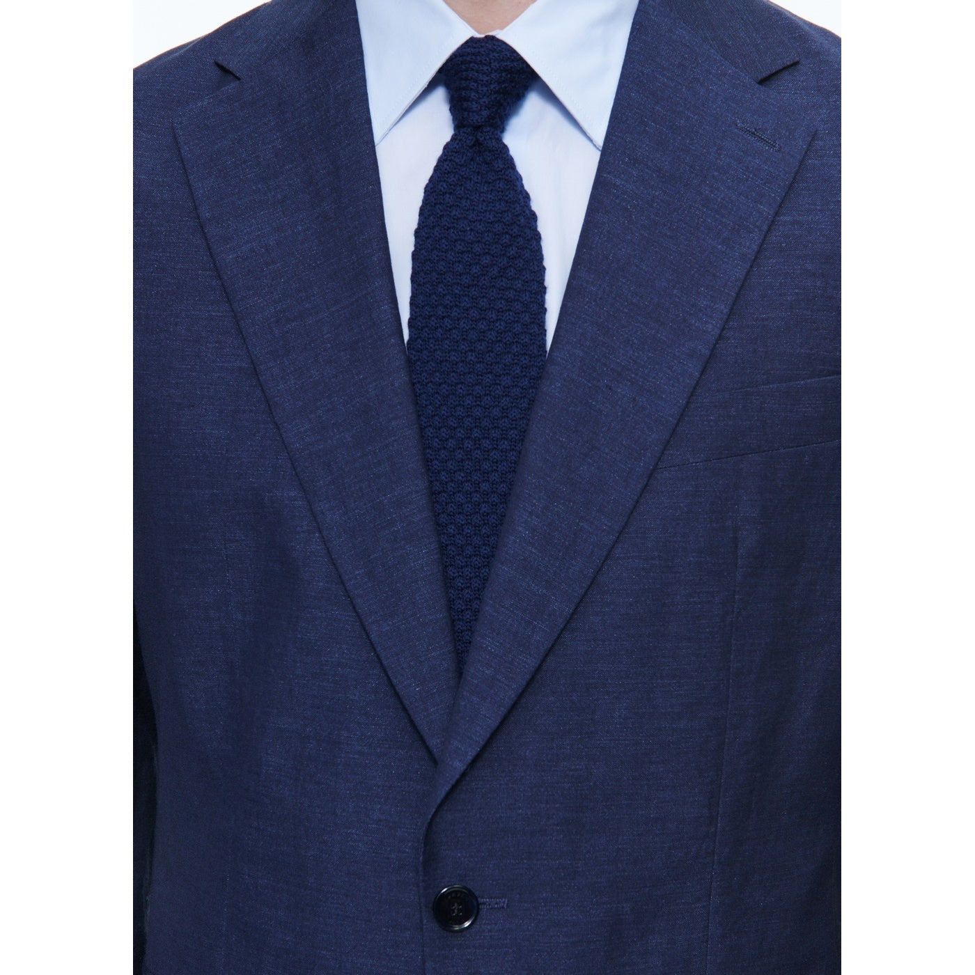 Traje recto de lino y lana - Azul Medio