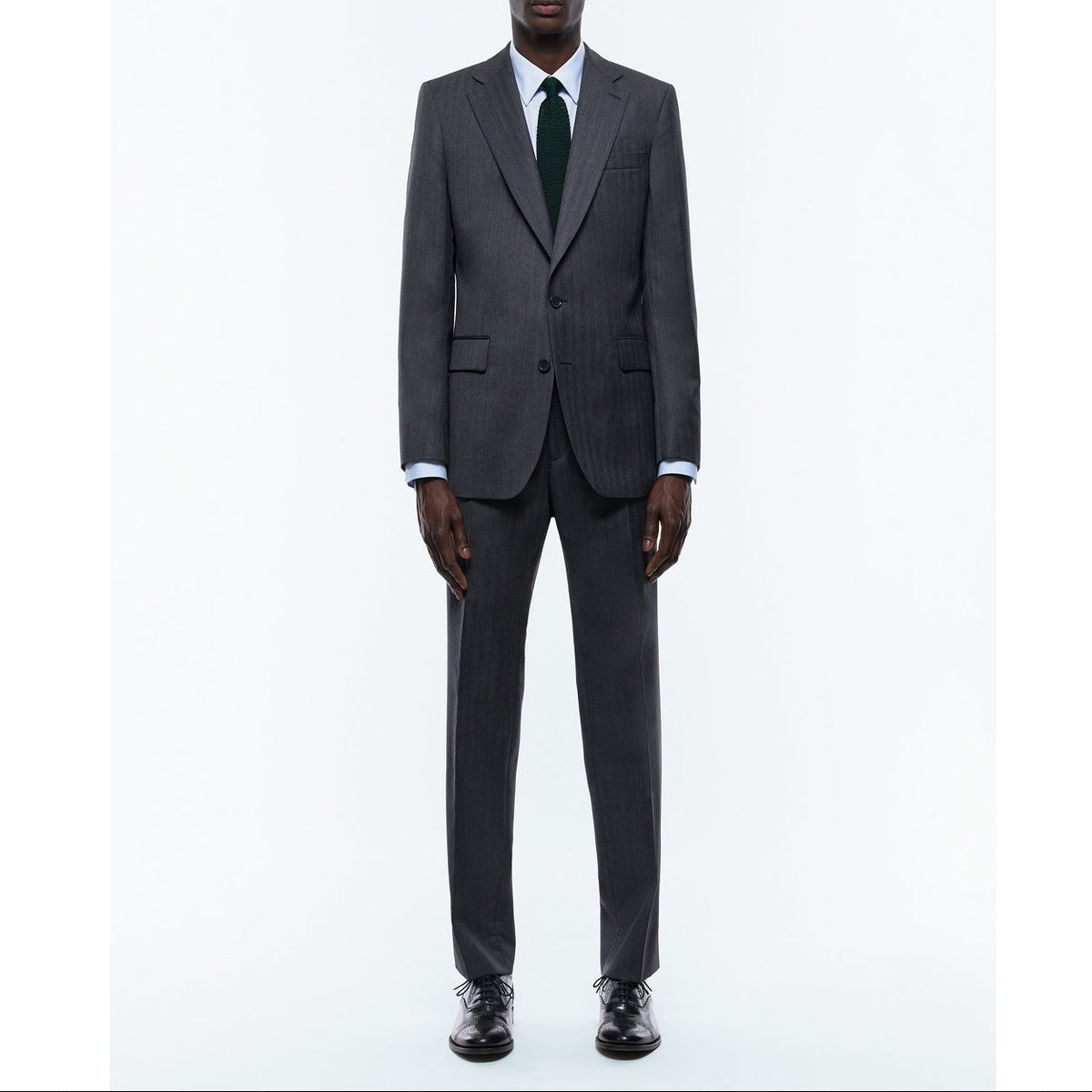 Traje de 2 Piezas con Espiga Difuminada Gris - Antracita