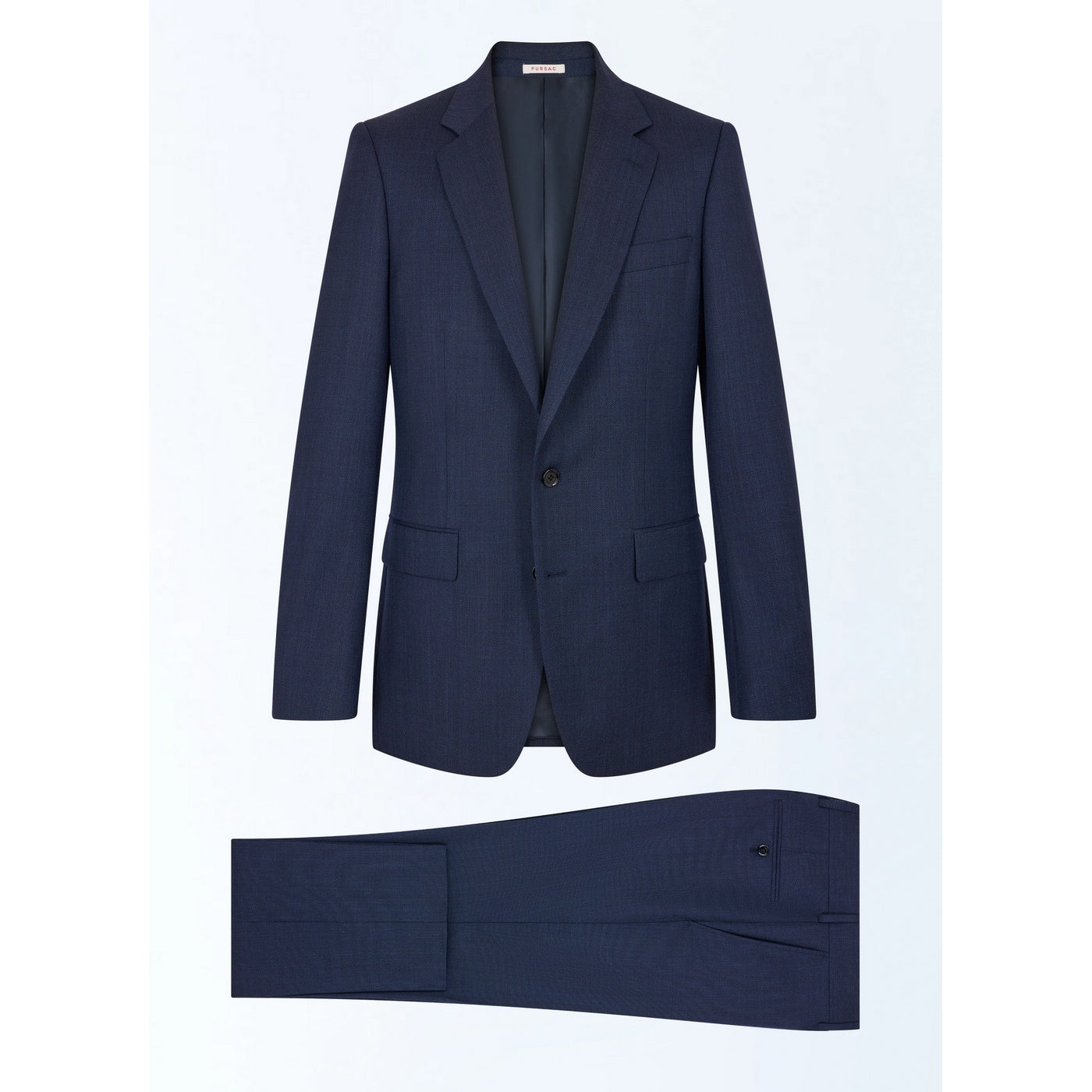 Fursac - Costume Ajusté En Laine Vierge Faux Uni - Bleu