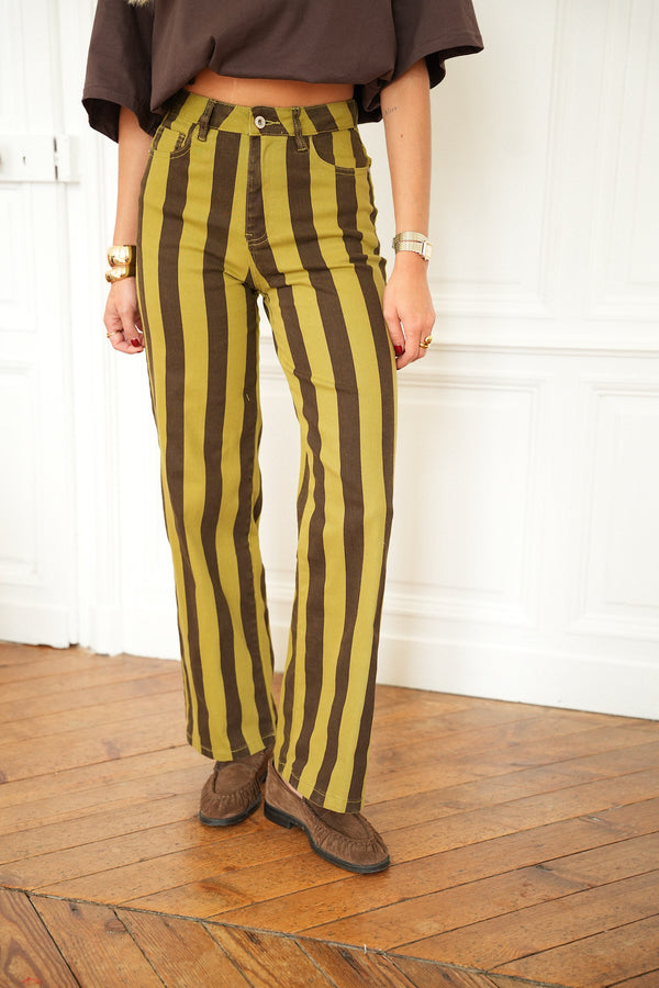 Striped Jeans - Clara Olive