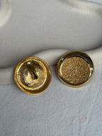 Vintage Earrings - Round Textured Gold-Tone XXL