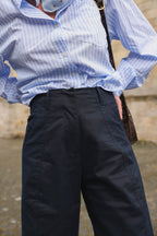 Louis Navy Barrel Trousers