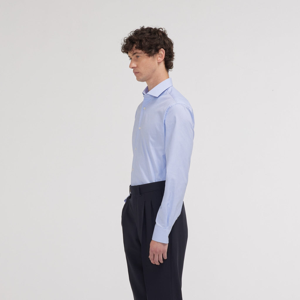 Blue Houndstooth Double Twist Oxford Fitted Shirt