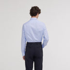 Blue Houndstooth Double Twist Oxford Fitted Shirt