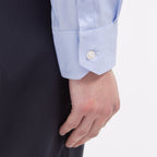 Blue Houndstooth Double Twist Oxford Fitted Shirt
