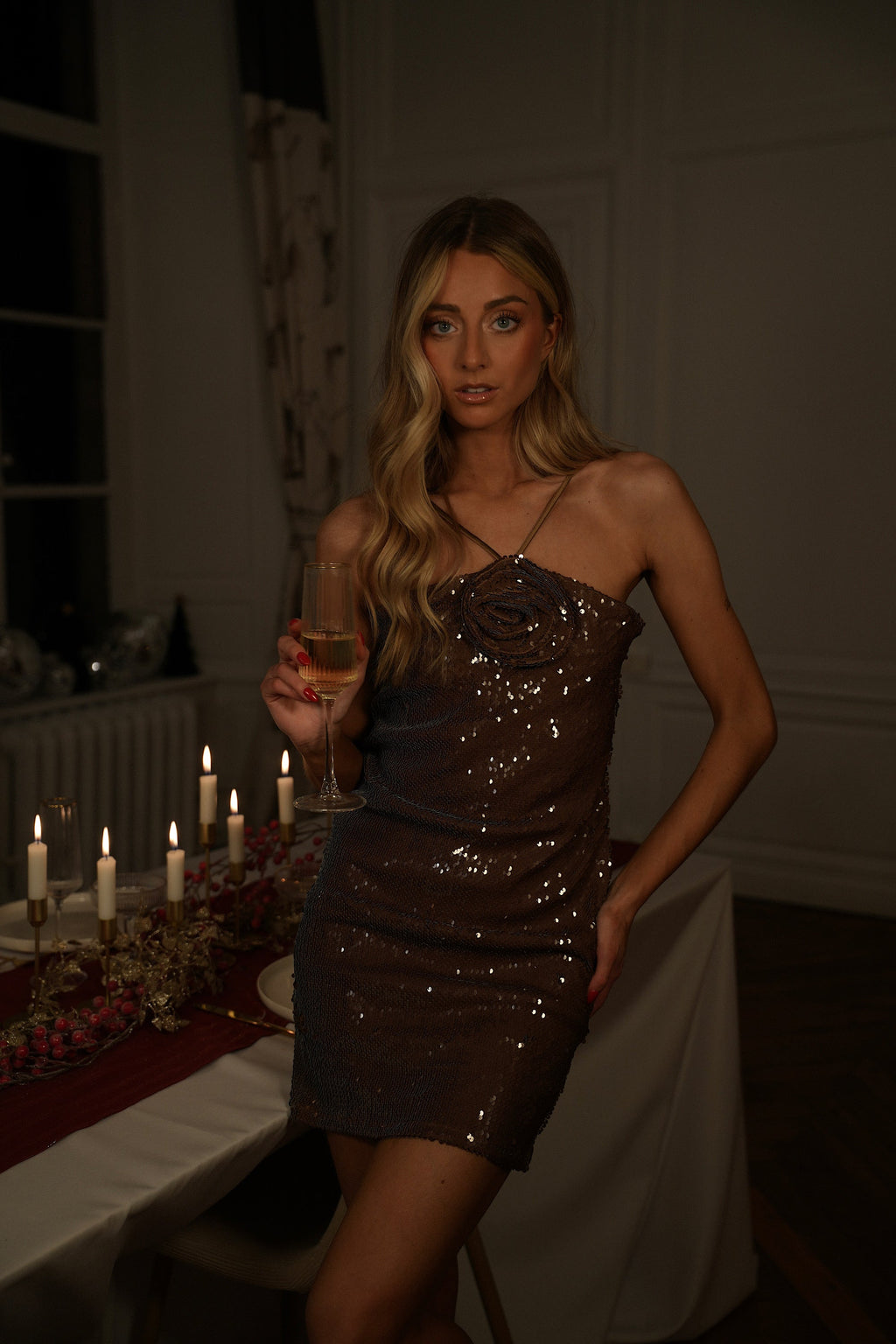 Robe À Sequins Dora - Taupe