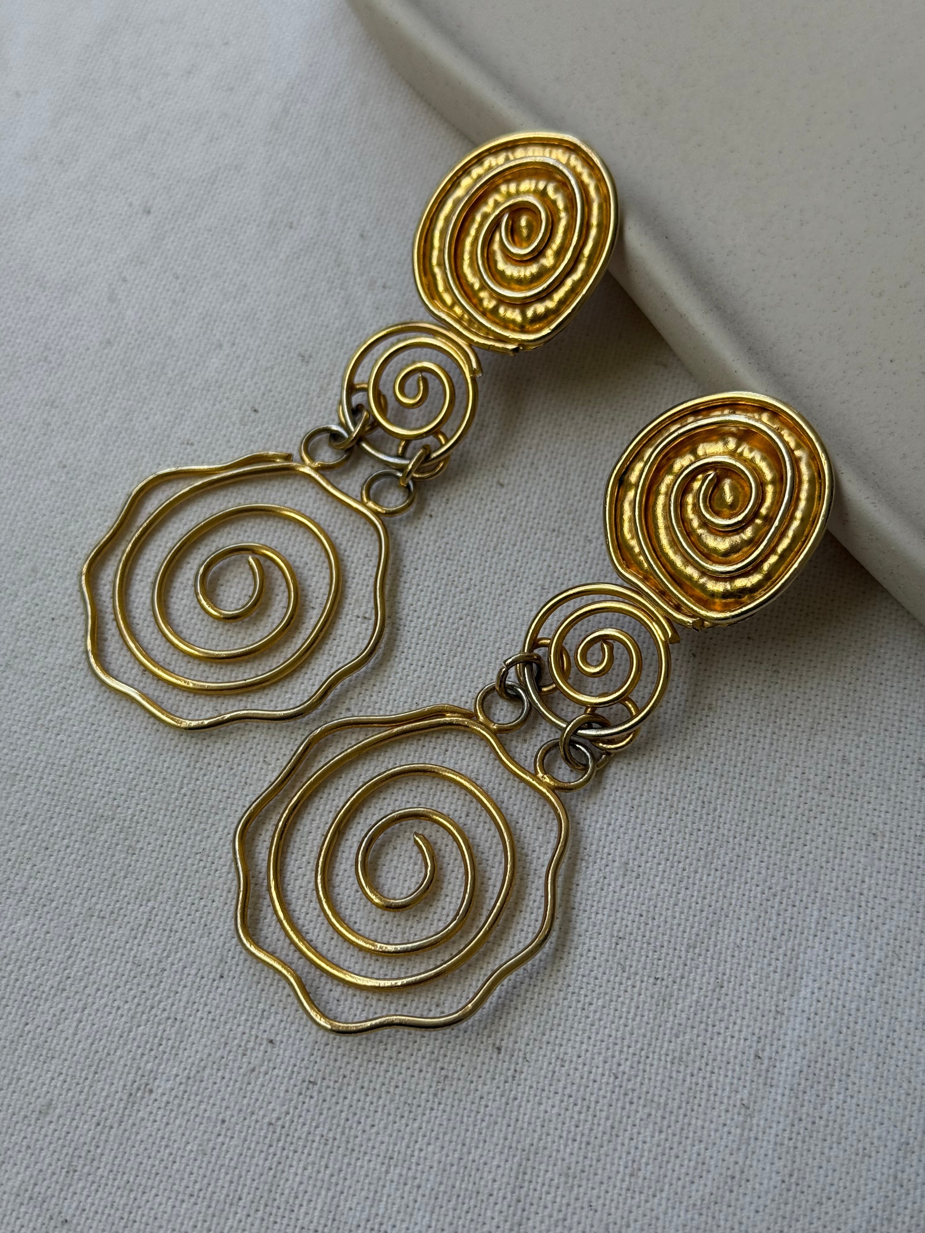 Boucles D’Oreilles Vintage - Spirales Dorées