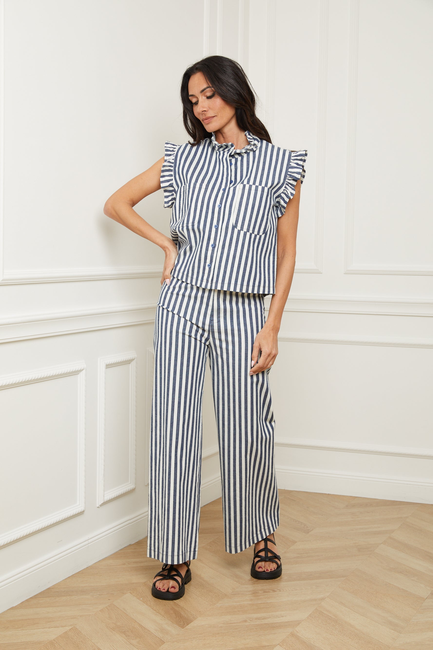 Pantalon Tim - Blanc/Bleu