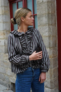Olympe Blouse Chocolate Stripe