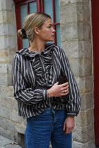 Olympe Blouse Chocolate Stripe