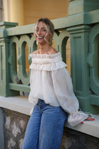 Blouse Col Bardot Aya - Crème