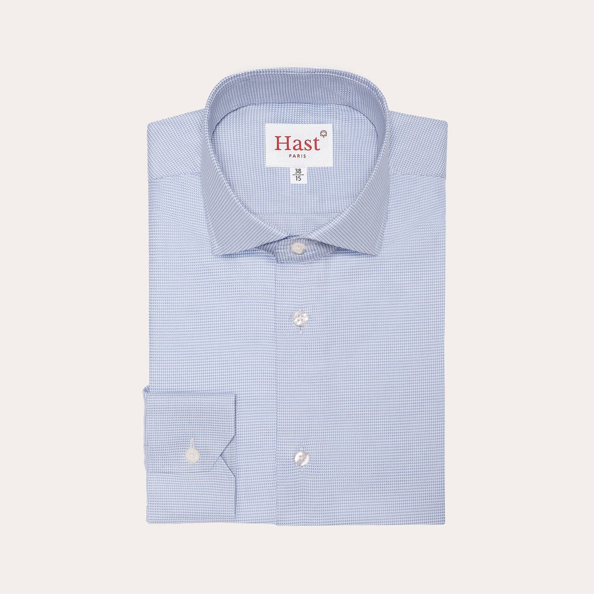 Chemise En Oxford Double Retors Pied De Poule Bleue